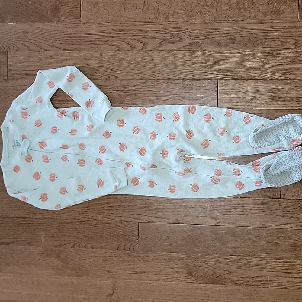 Carter's White and Orange Pumpkin Footie Pajamas
